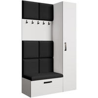 GARDEROBE Margaret I+IV 121/203/43 mit gepolsterten Paneelen - Schwarz/Weiß, Holzwerkstoff/Kunststoff (121/203/43cm) - Beautysofa