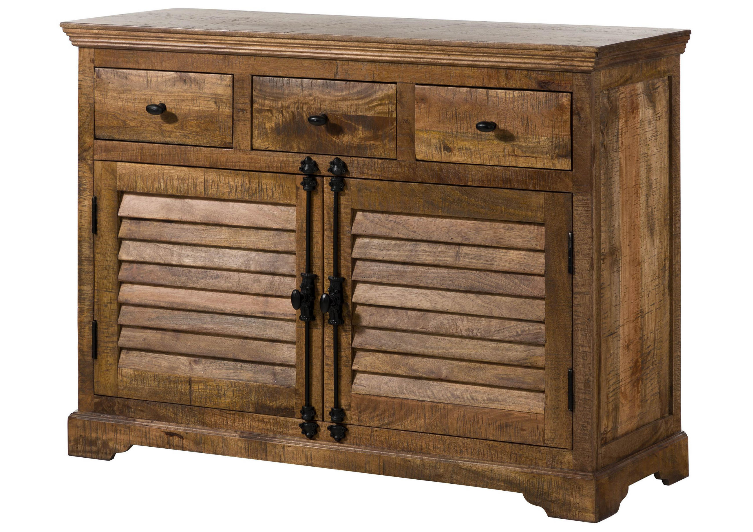 SIDEBOARD Mango 120x45x90 dunkelbraun geölt RODEZ #120 - Dunkelbraun, Holz (120/90/45cm) - Massivmoebel24