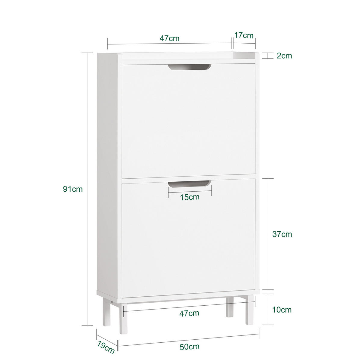 SCHUHSCHRANK Weiß - Weiß, Holzwerkstoff/Metall (50/91/19cm) - SoBuy