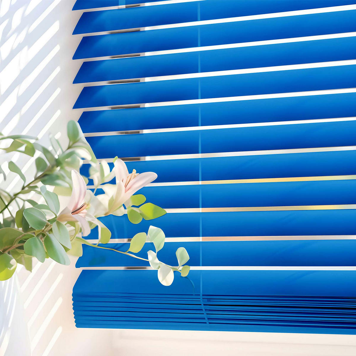 JALOUSIEN vinyl venetianische mit Blau Zugschnur 45x130 - Blau, Kunststoff (45/130cm) - STORESDECO