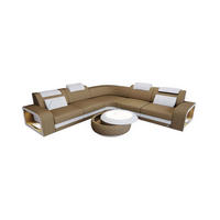 ECKSOFA Sofa Foggia Cappuccino Weiß Mikrofaserstoff - Cappuccino, Kunststoff (294/294cm)