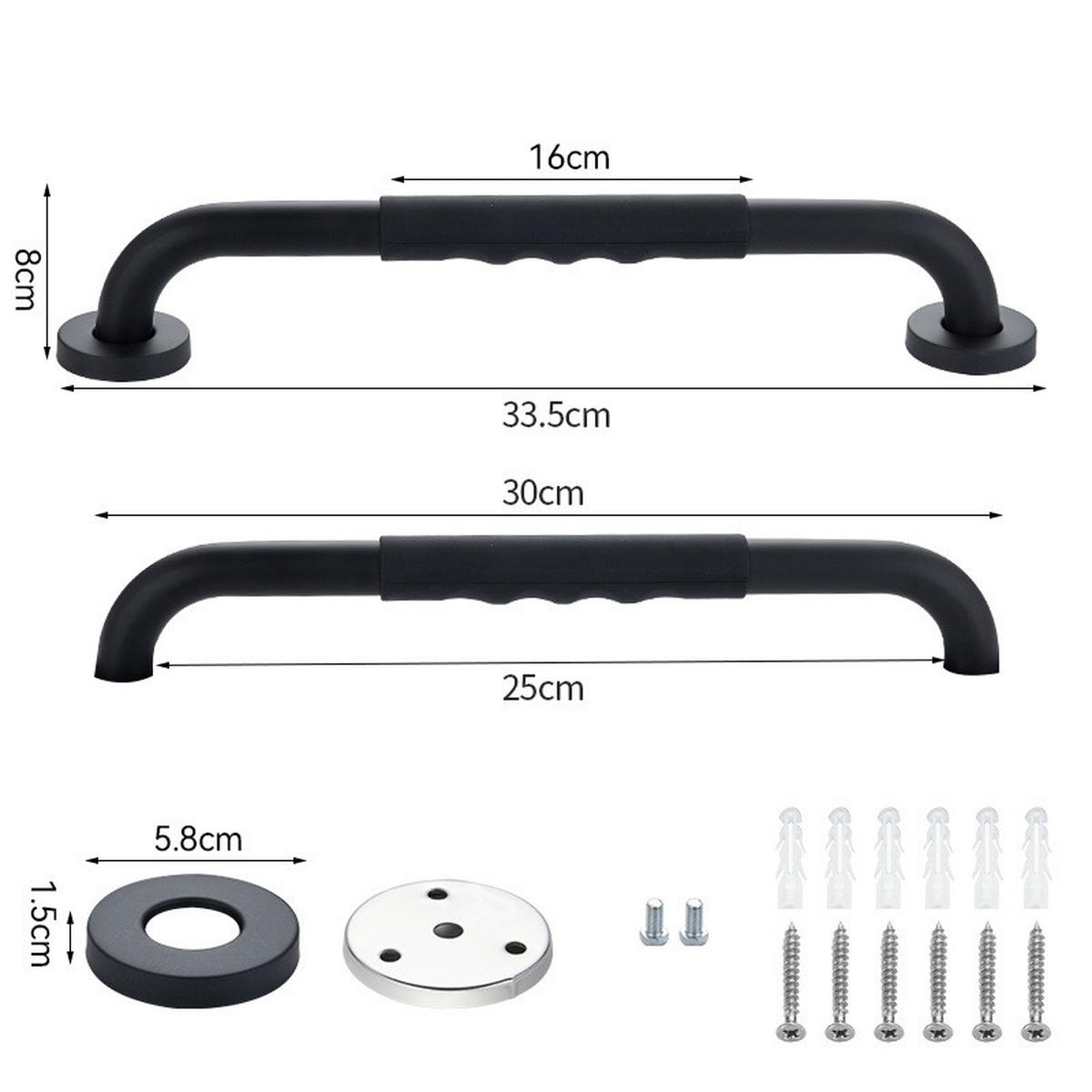 HALTEGRIFF – Schwarz – Edelstahl 304 – 30 cm - Schwarz, Metall (31/3.5/9cm)