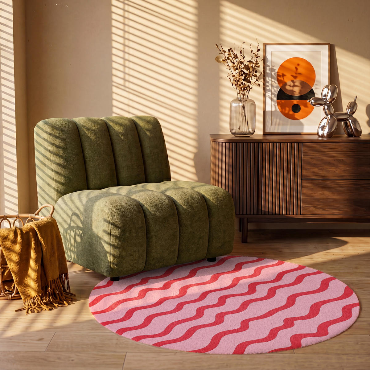 TEPPICH - Verspielt - Muster - Rot - 120x120 cm - Rot, Kunststoff/Textil (120/0.4cm) - OnlyWow