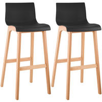 BARHOCKER 2er Set Holz Schwarz - Eukalyptusholzfarben/Schwarz, Holz (41/102/46cm) - CLP