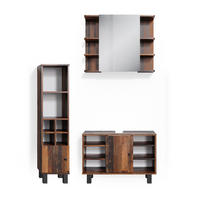 BADMÖBEL-SET Fynn Eiche rustikal 3 Teile, mit Midischrank Tür klein - Wildeiche, Holzwerkstoff (60/54/32cm) - Vicco