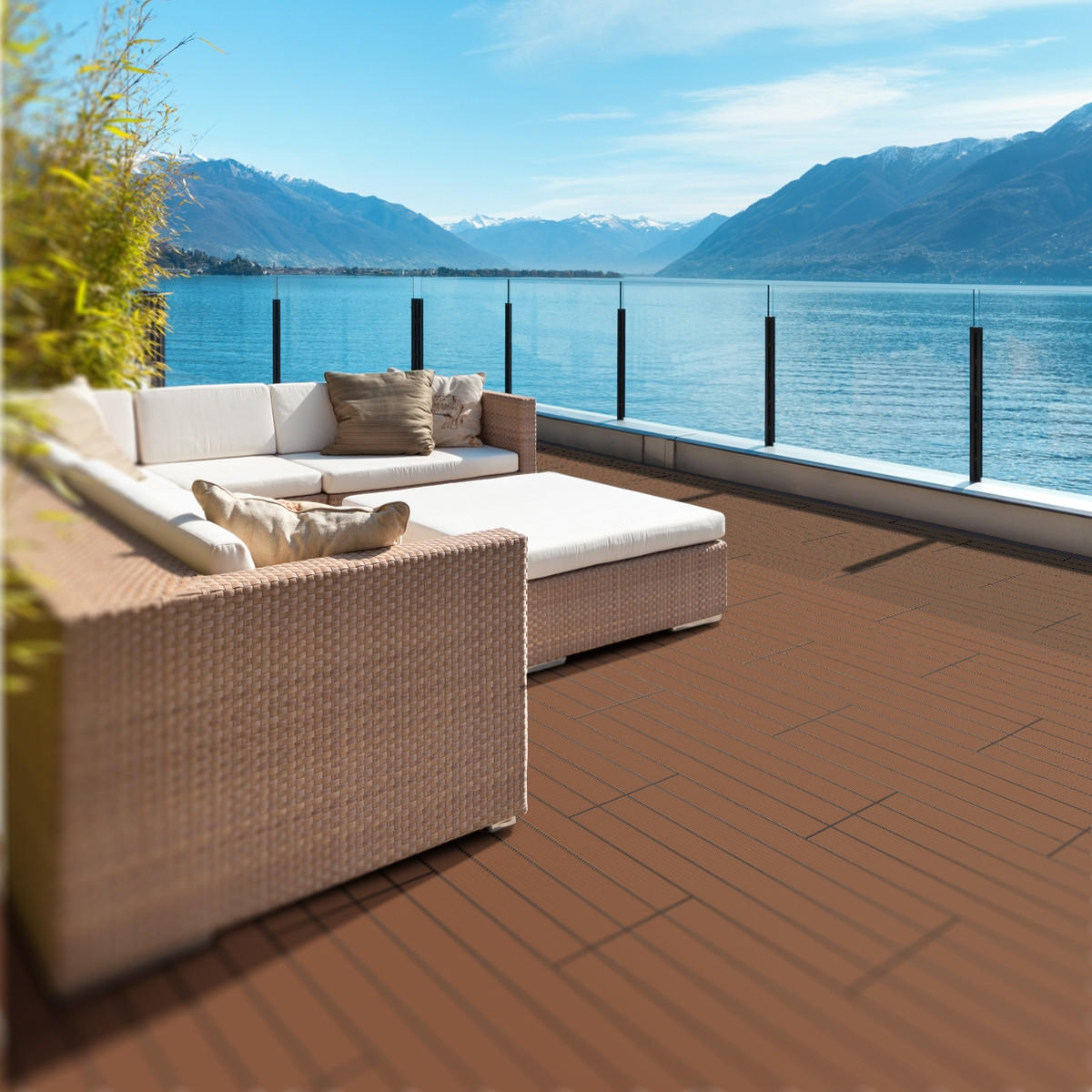 TERRASSENFLIESE Hellbraun 12 Stück - Hellbraun, Holzwerkstoff (60/30/2cm) - ECD-Germany