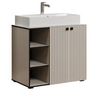 WASCHTISCH Kaschmir, Grau 90 cm, Set inklusive großem Waschbecken - Kaschmir/Schwarz, Holzwerkstoff/Metall (53/91/90cm) - Top.Furn