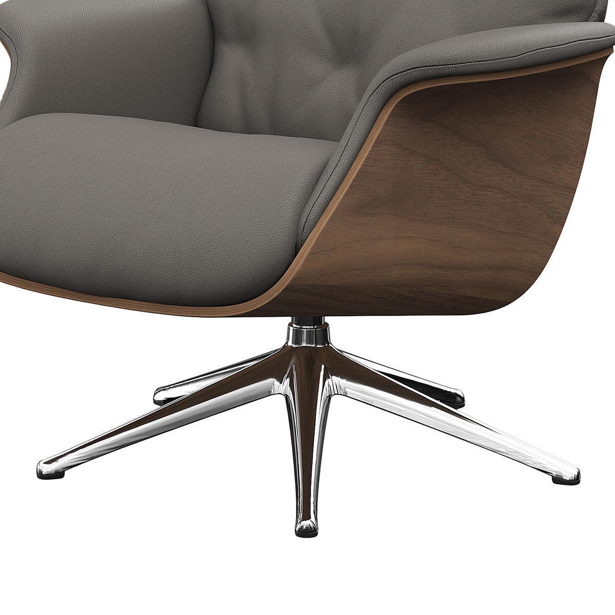 RELAXSESSEL - Echtleder - Chromfarben/Grau, Leder/Metall (83/110/83cm) - home24