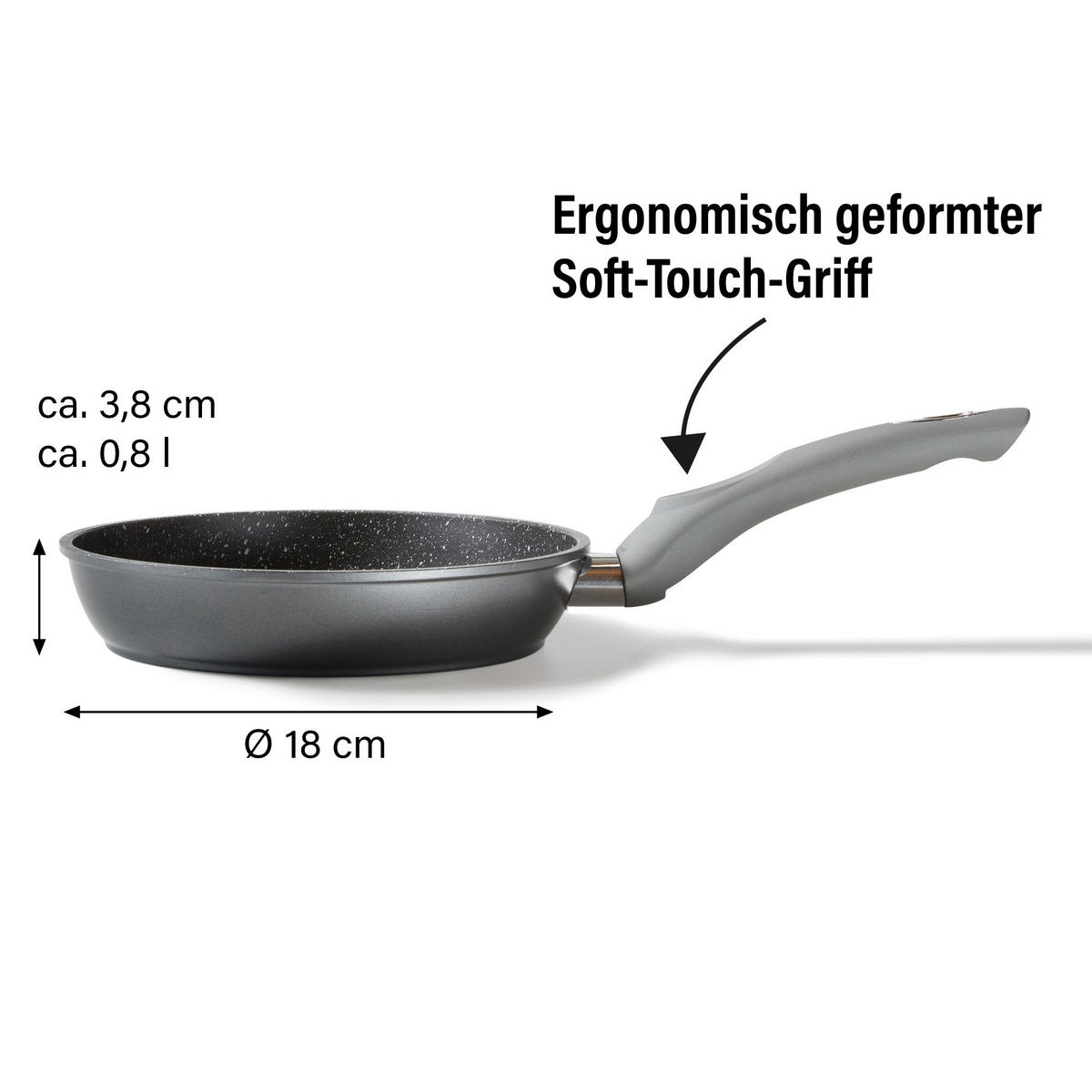 BRATPFANNE - Grau, Metall (18cm) - Stoneline