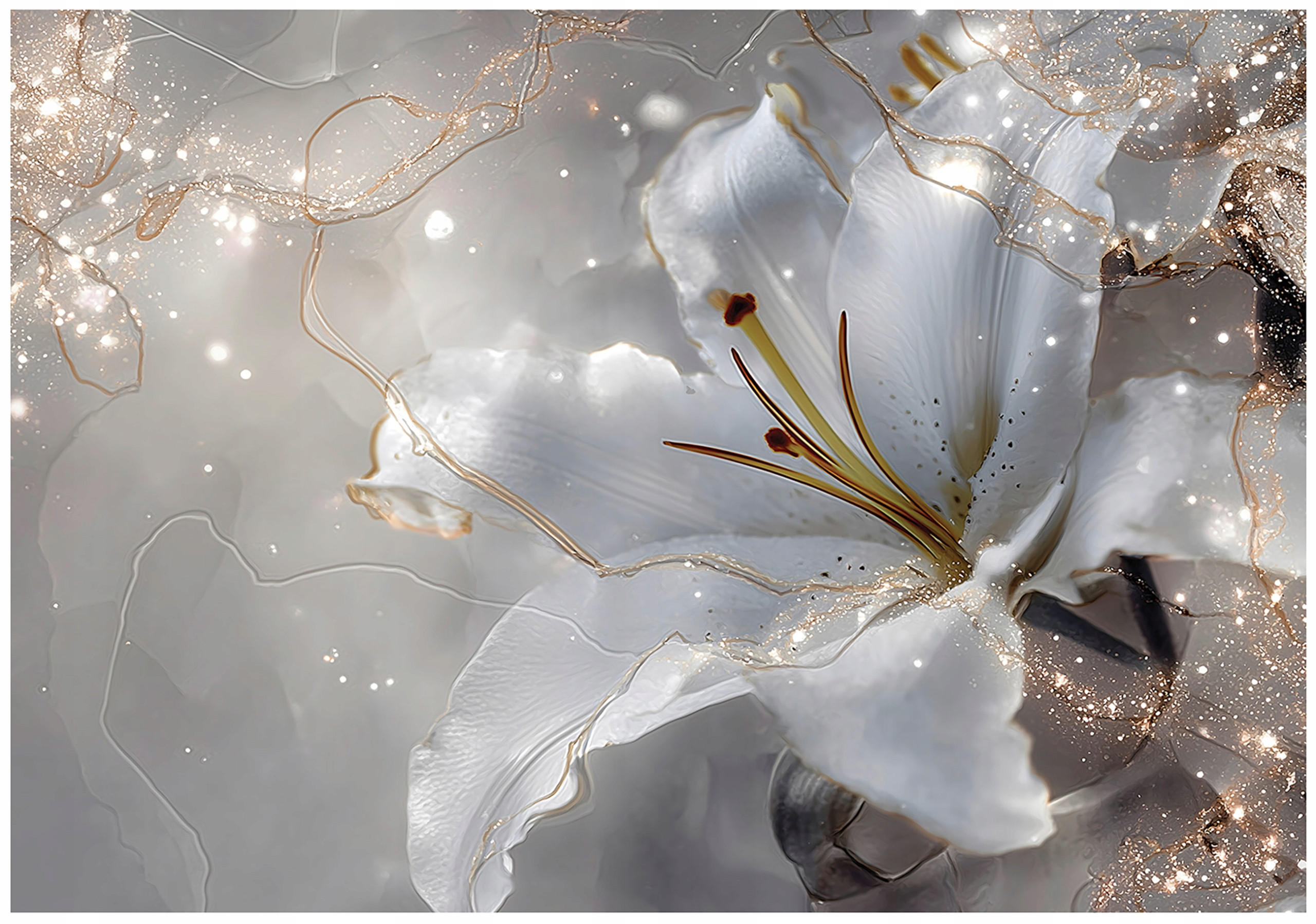 FOTOTAPETE Blumen Lilien Beige 200x140 cm - Multicolor, Papier (200/140cm) - Wallarena