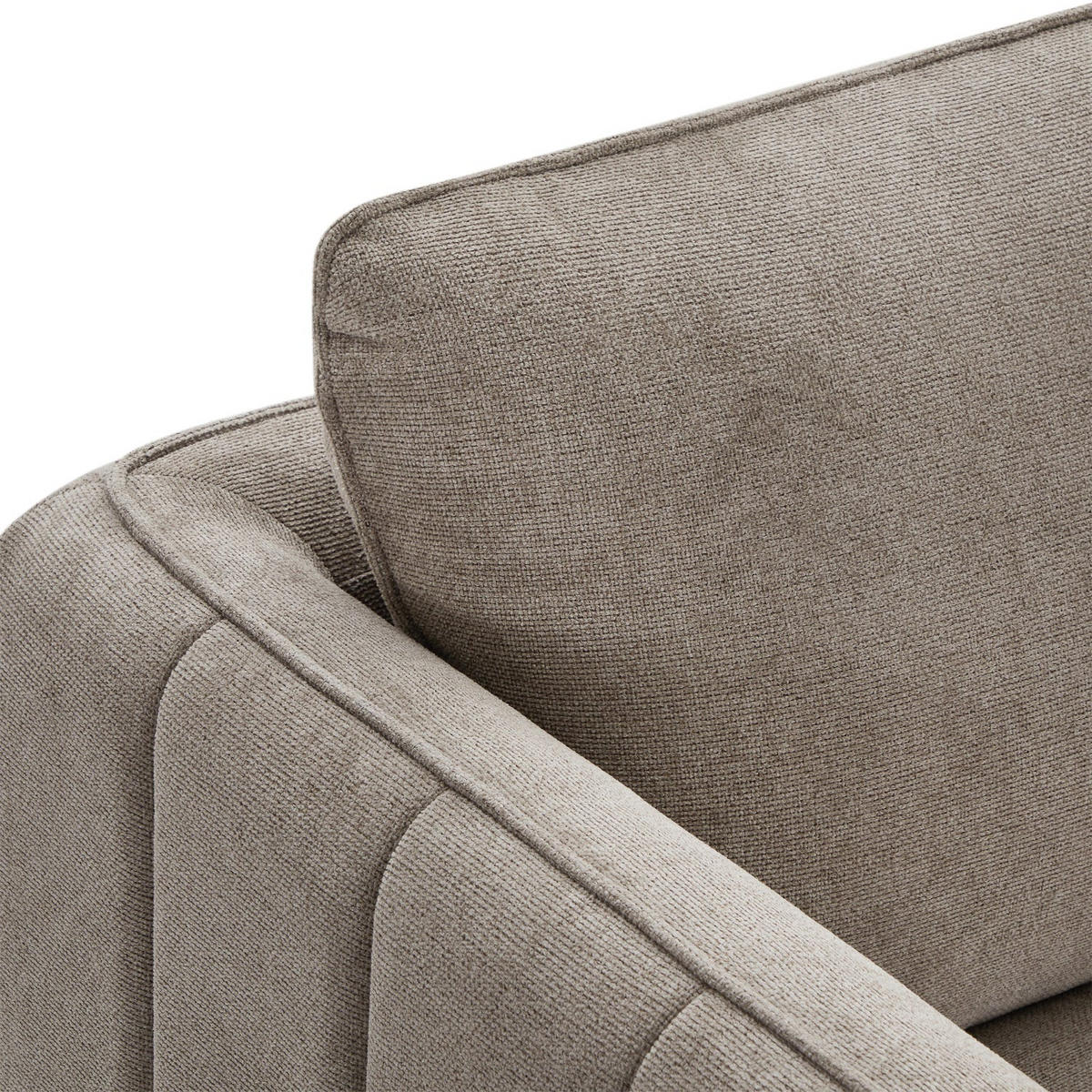 DREISITZER-SOFA Webstoff Beige - Beige/Schwarz, Textil/Metall (197/85/85cm) - Furnhouse