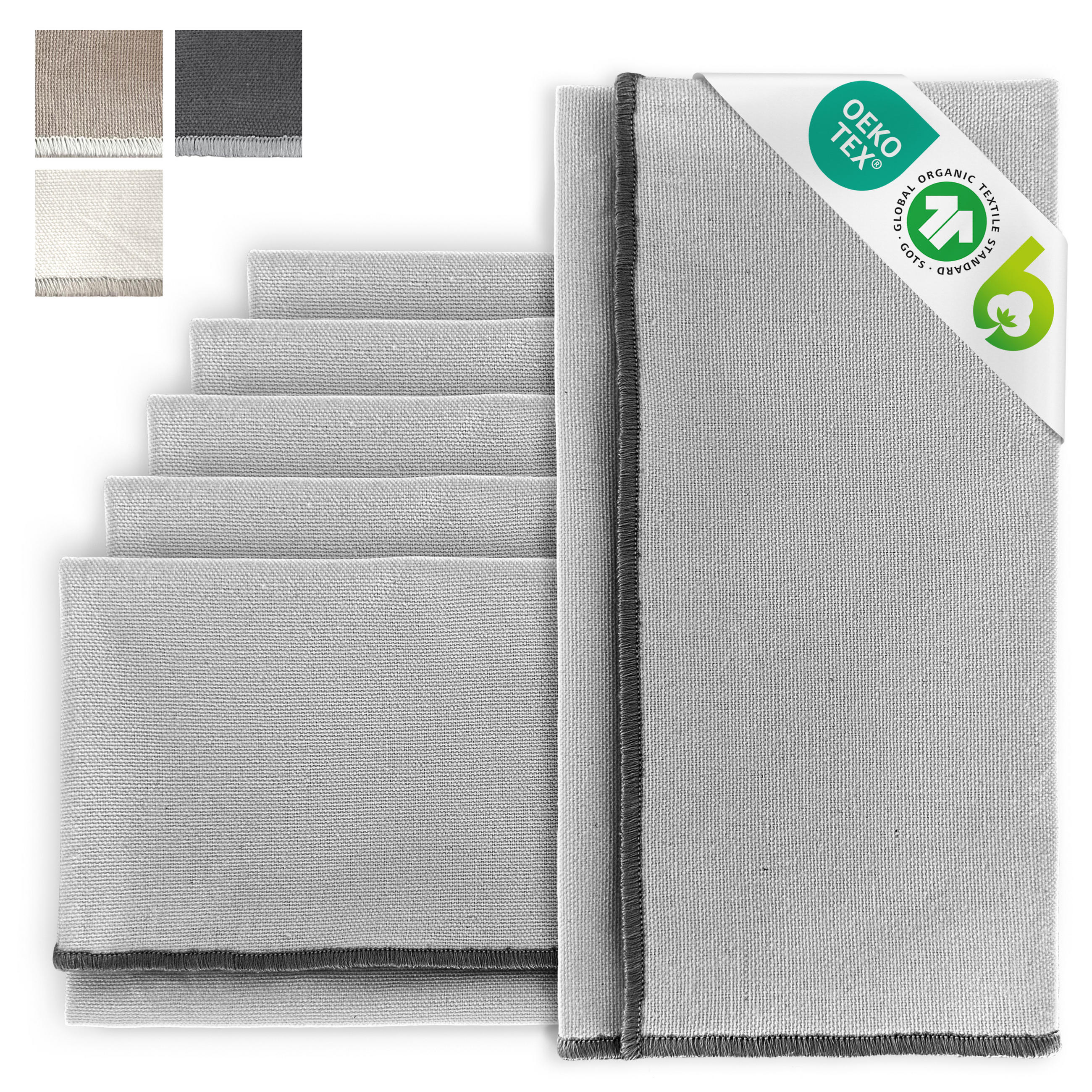 STOFFSERVIETTEN aus Baumwolle 6er-Set - Hellgrau, Textil (45/45cm) - Miqio Design
