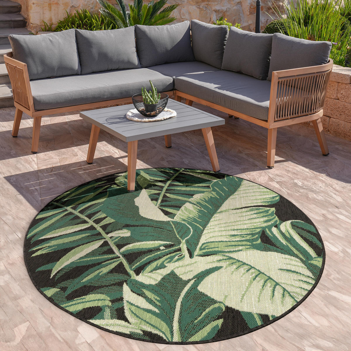OUTDOORTEPPICH 160/160 cm Ostende 551 - Schwarz, Textil (160/160cm) - Paco Home