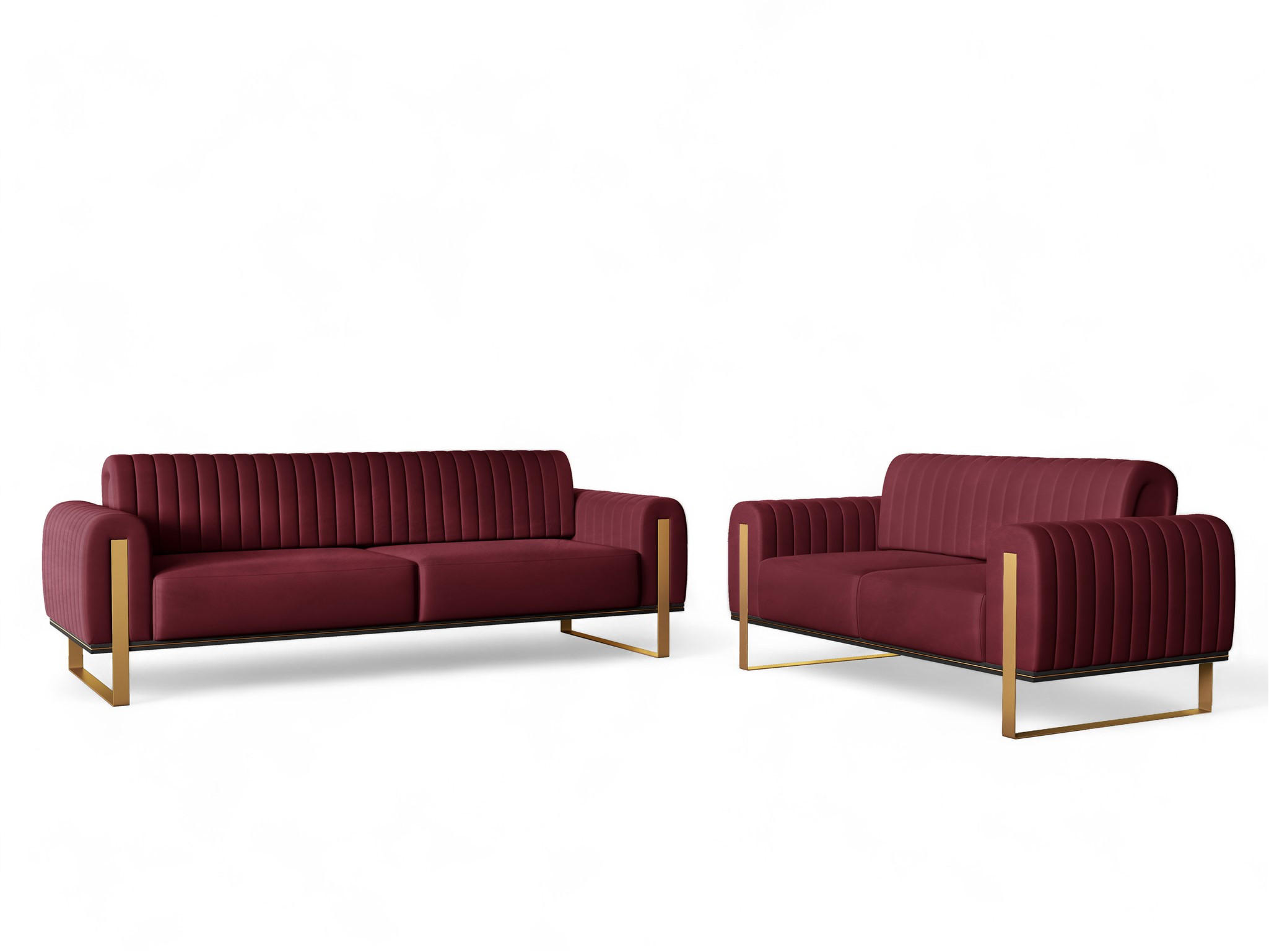 SOFASET Valerie 3-2 - Rot, Holzwerkstoff/Textil (228/79/90cm) - Fun Möbel