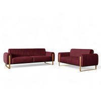 SOFASET Valerie 3-2 - Rot, Holzwerkstoff/Textil (228/79/90cm) - Fun Möbel
