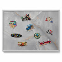 MAGNETTAFEL 70x50 cm Silberner Rahmen Eleganter Dekorativer Marmor - Pinienfarben, Metall (70/50/0.4cm) - TULUP