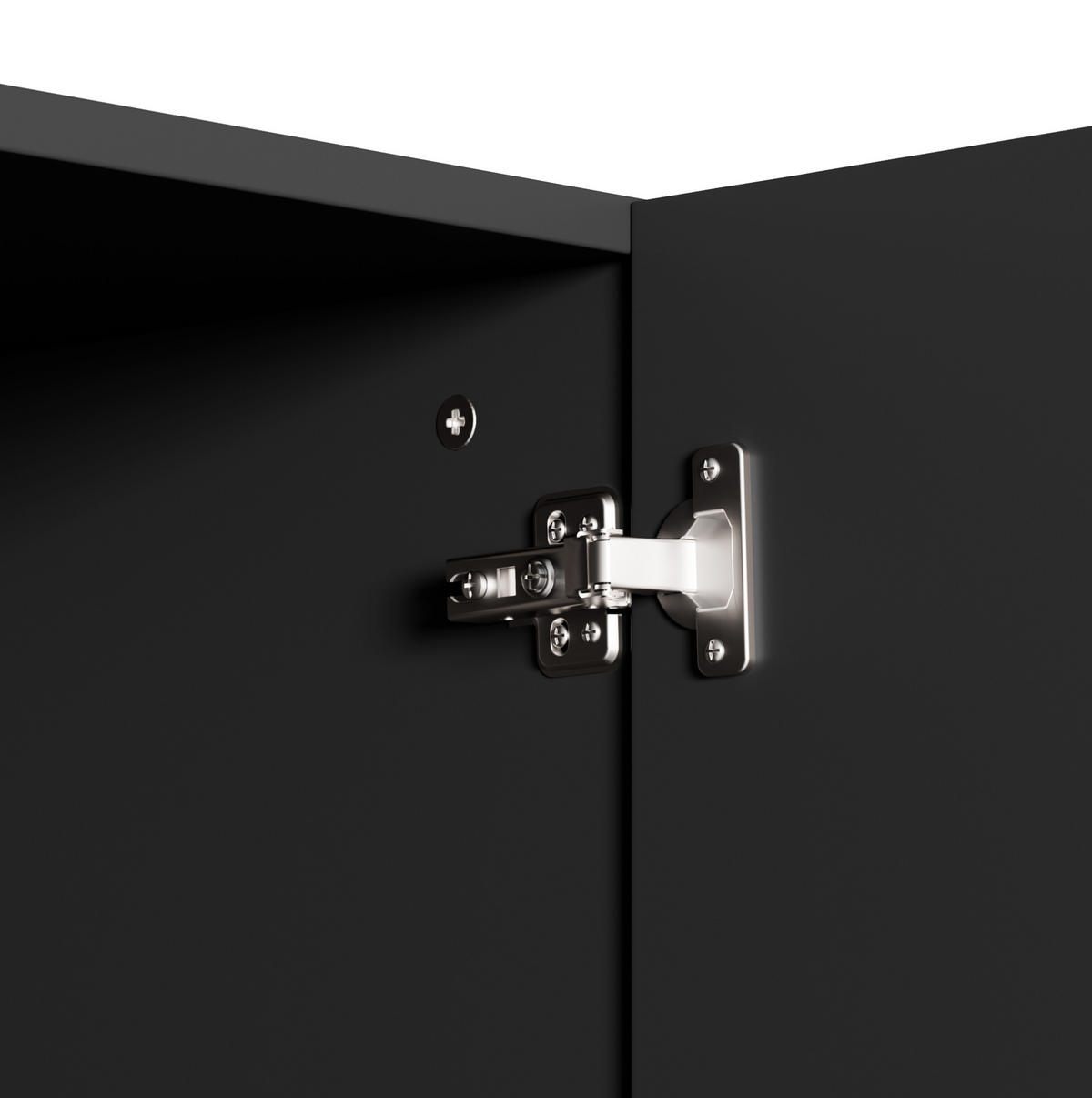 KOMMODE 160/38/75 cm aus Spanplatte mit 4 Türen und U-Relief Schwarz (Holzoptik) - Schwarz, Holzwerkstoff (160/75/38cm) - Modenvie