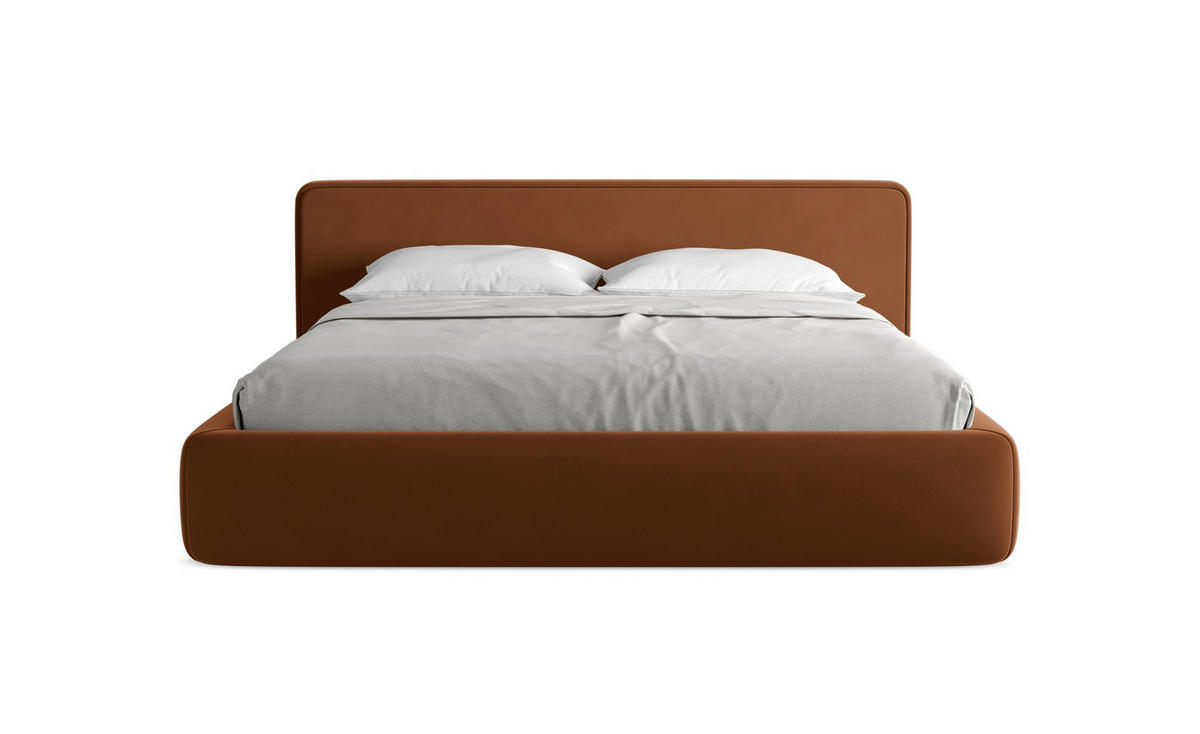 POLSTERBETT mit Bettkasten und Lattenrost 220x225 Orange - Terracotta/Schwarz, Kunststoff/Textil (180/200cm) - Makamii