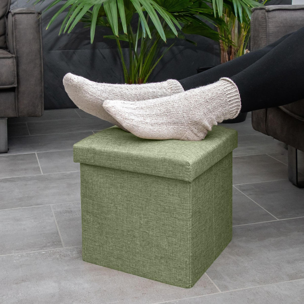 SITZBOX Faltbar 30/30/30 cm (Grün) - Grün, Textil (30/30/30cm) - Intirilife