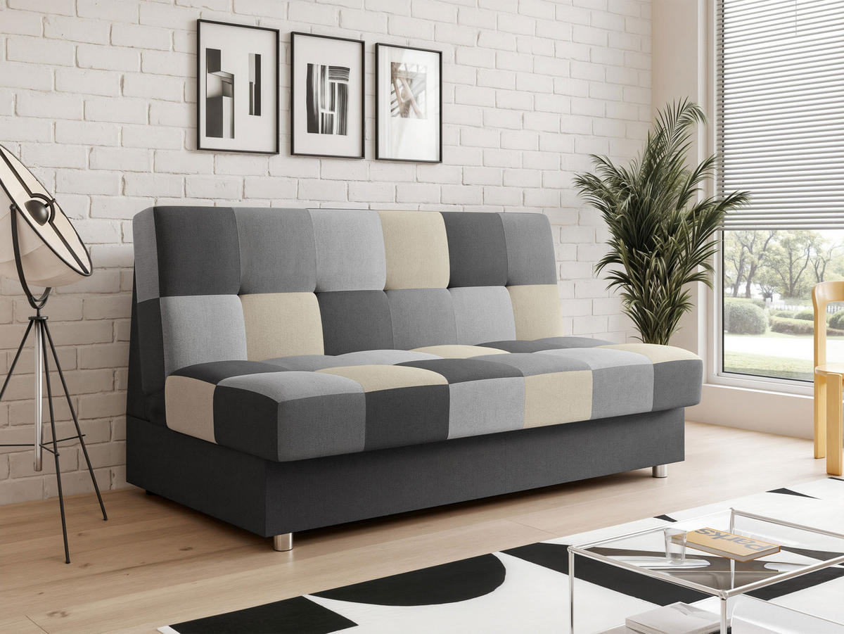 SCHLAFSOFA SKAL mit Bettkasten Anthrazit/Beige - Anthrazit/Beige, Holzwerkstoff/Kunststoff (200/85/90cm) - Idohome