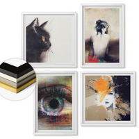 WANDBILDER 4er-Set - 50x50 cm & 40x60 cm Weißer Rahmen - Porträt einer Frau, Auge, Farben, Emotionen - Weiß, Kunststoff (50/50cm) - ArtPrintCave
