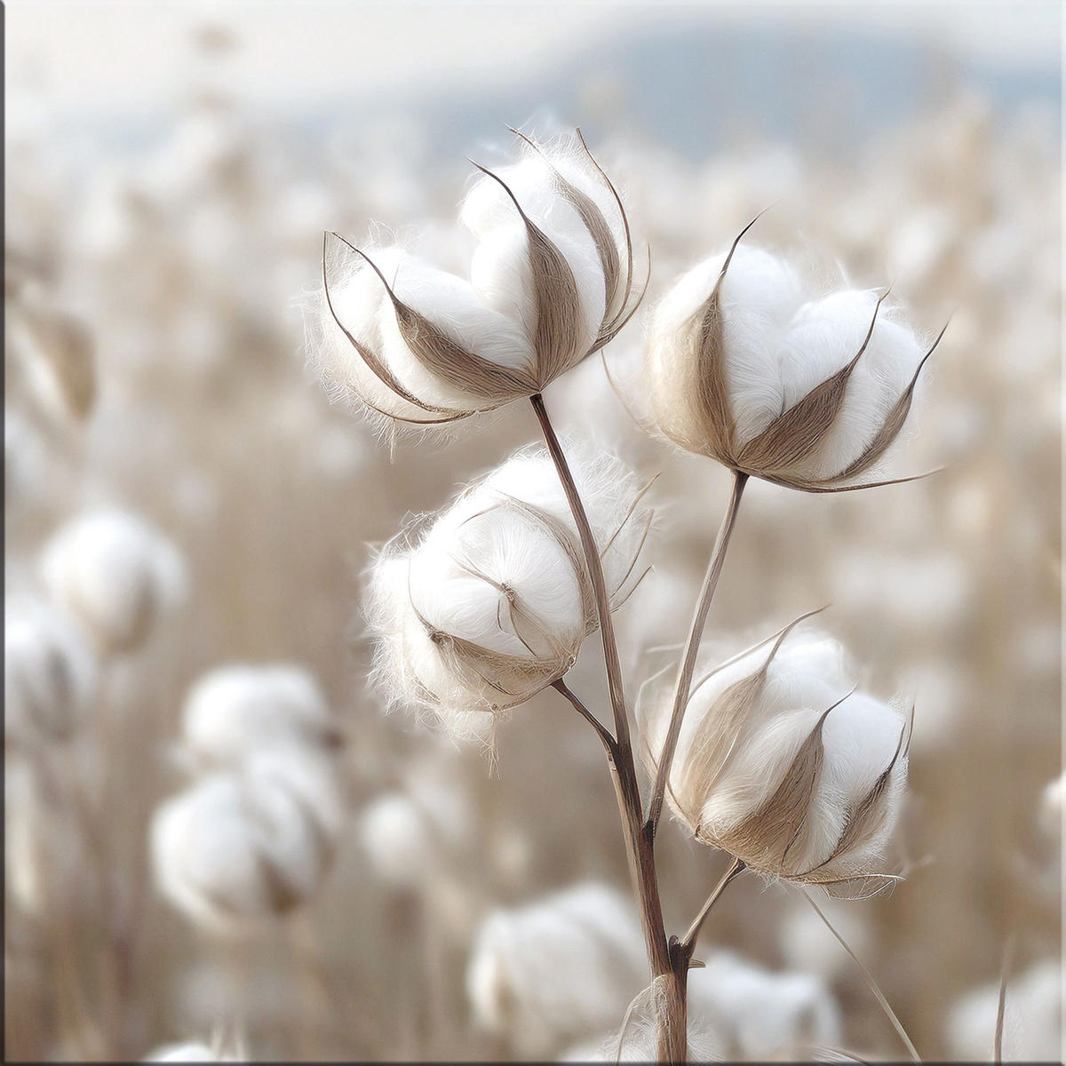 GLASBILD 30×30 cm Baumwollzweige beige - Beige, Glas (30/30cm) - artissimo