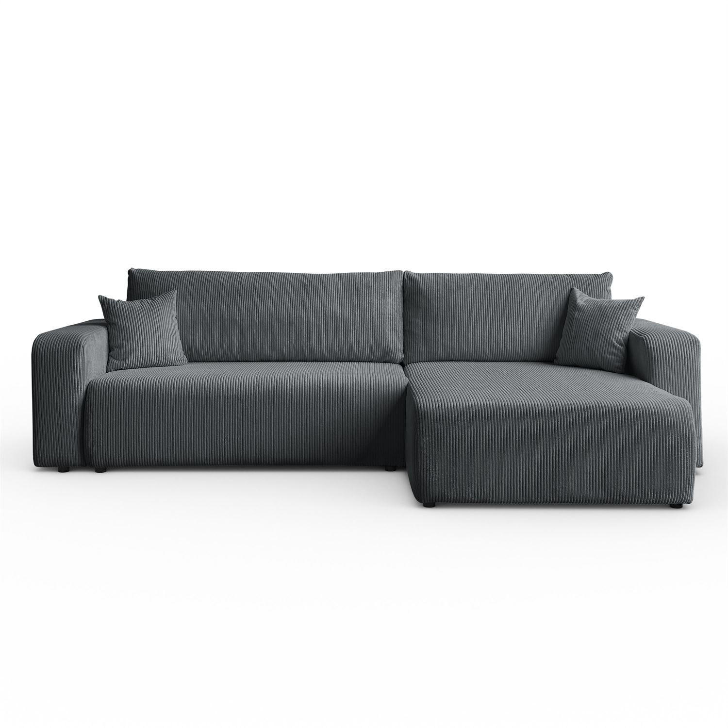 ECKSOFA Gepolstertes PRESTIGE XL mit Schlaffunktion und Bettkasten, Poso 34 - Dunkelgrau, Textil (277/143cm) - Lookway