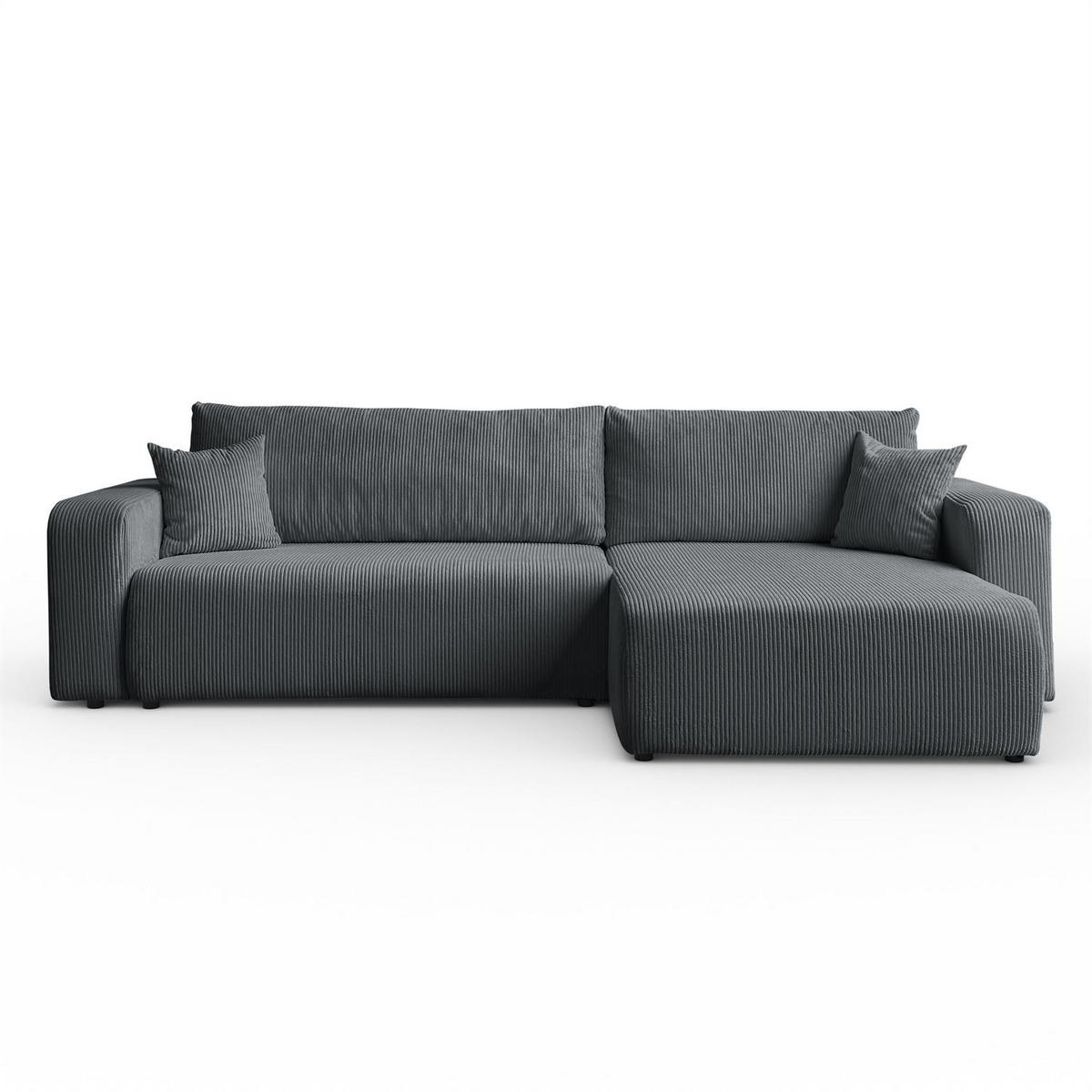 ECKSOFA Gepolstertes PRESTIGE XL mit Schlaffunktion und Bettkasten, Poso 34 - Dunkelgrau, Textil (277/143cm) - Lookway