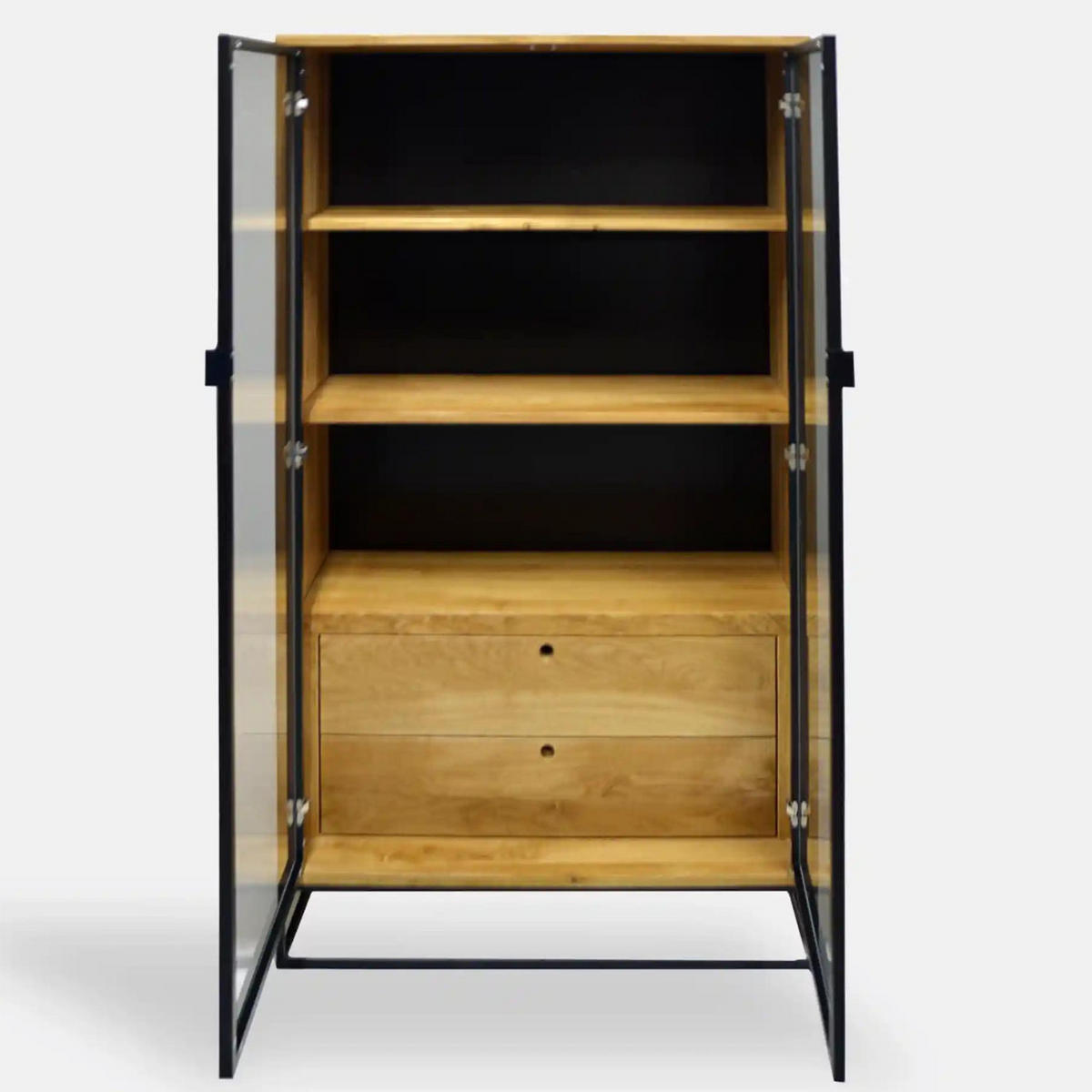 VITRINE aus Eichenholz ins Wohnzimmer Arbeitzimmer MERIS - Eichefarben, Holz (100/160/40cm) - Rawood Furniture