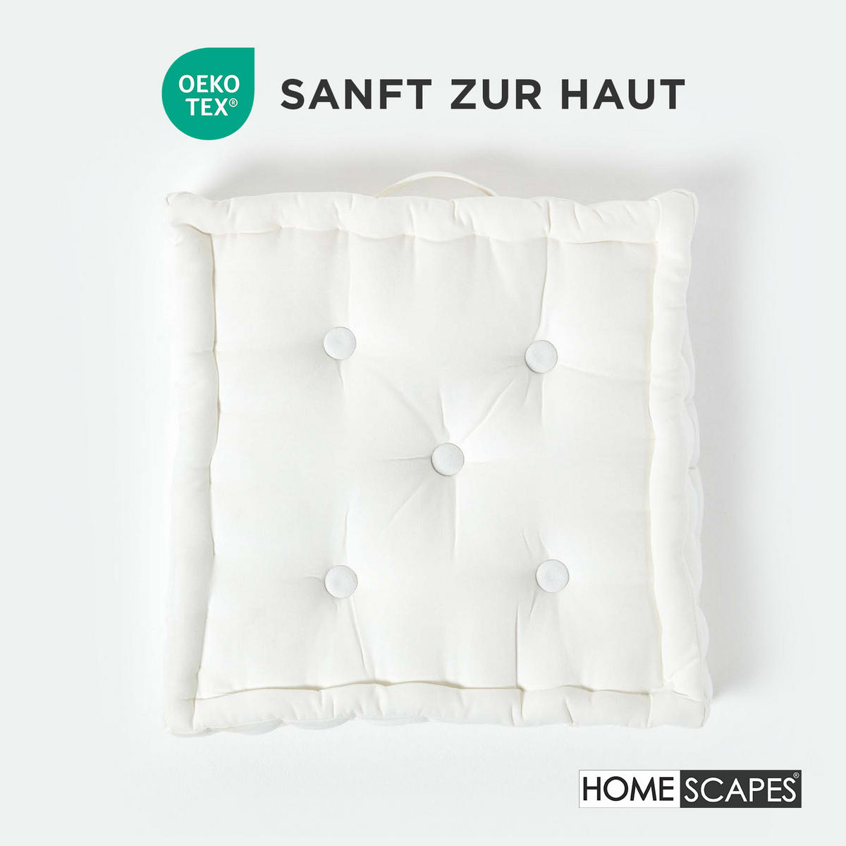 SITZKISSEN creme 50/50/10 cm – Bodenkissen unifarben - Creme, Textil (50/50/10cm) - Homescapes