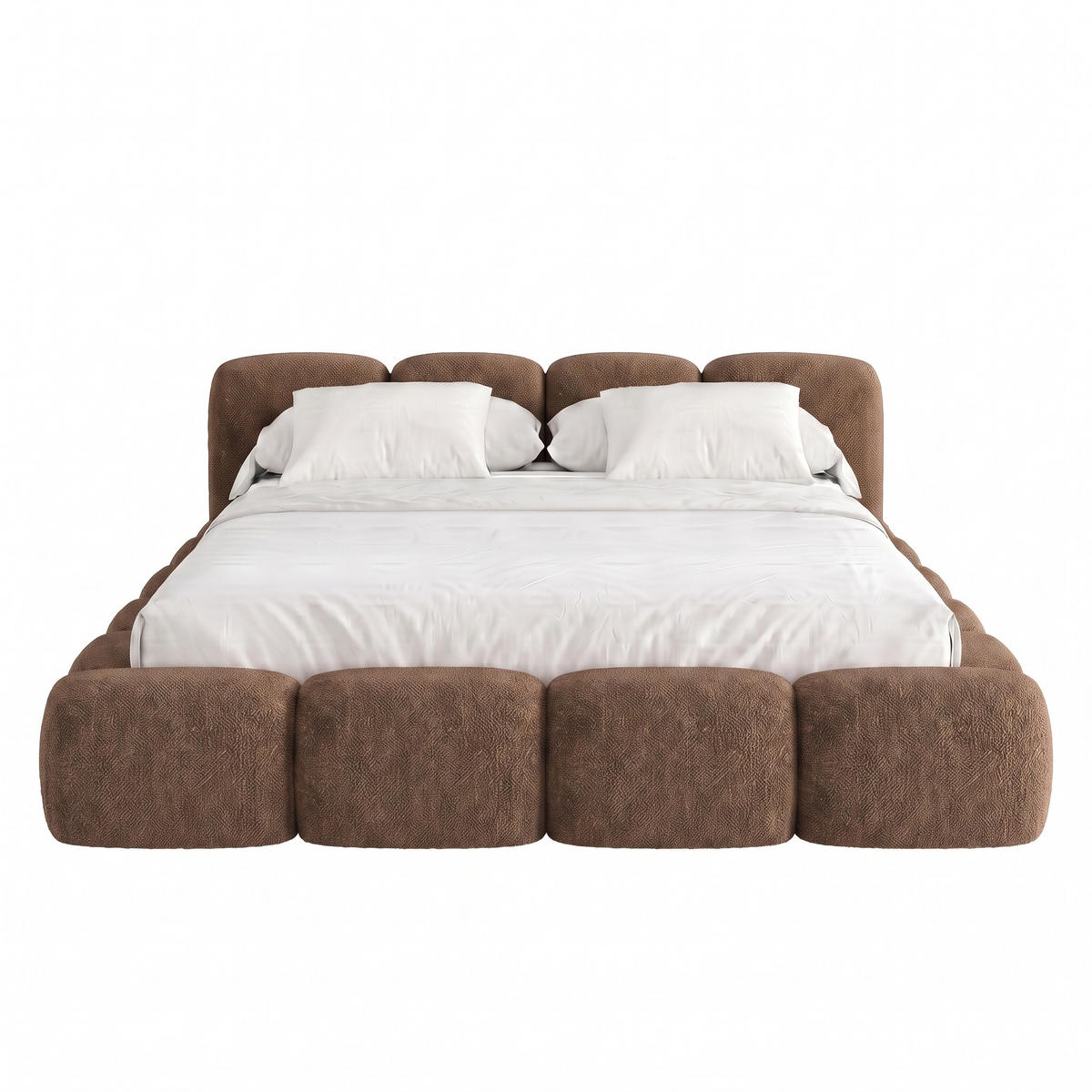 POLSTERBETT SUENO 180x200 cm in Braun, gepolstertes Kopfteil, Metalllattenrost, Bettkasten, Chenille-Stoff - Naturfarben/Braun, Holz/Textil (180/200cm) - Muffo