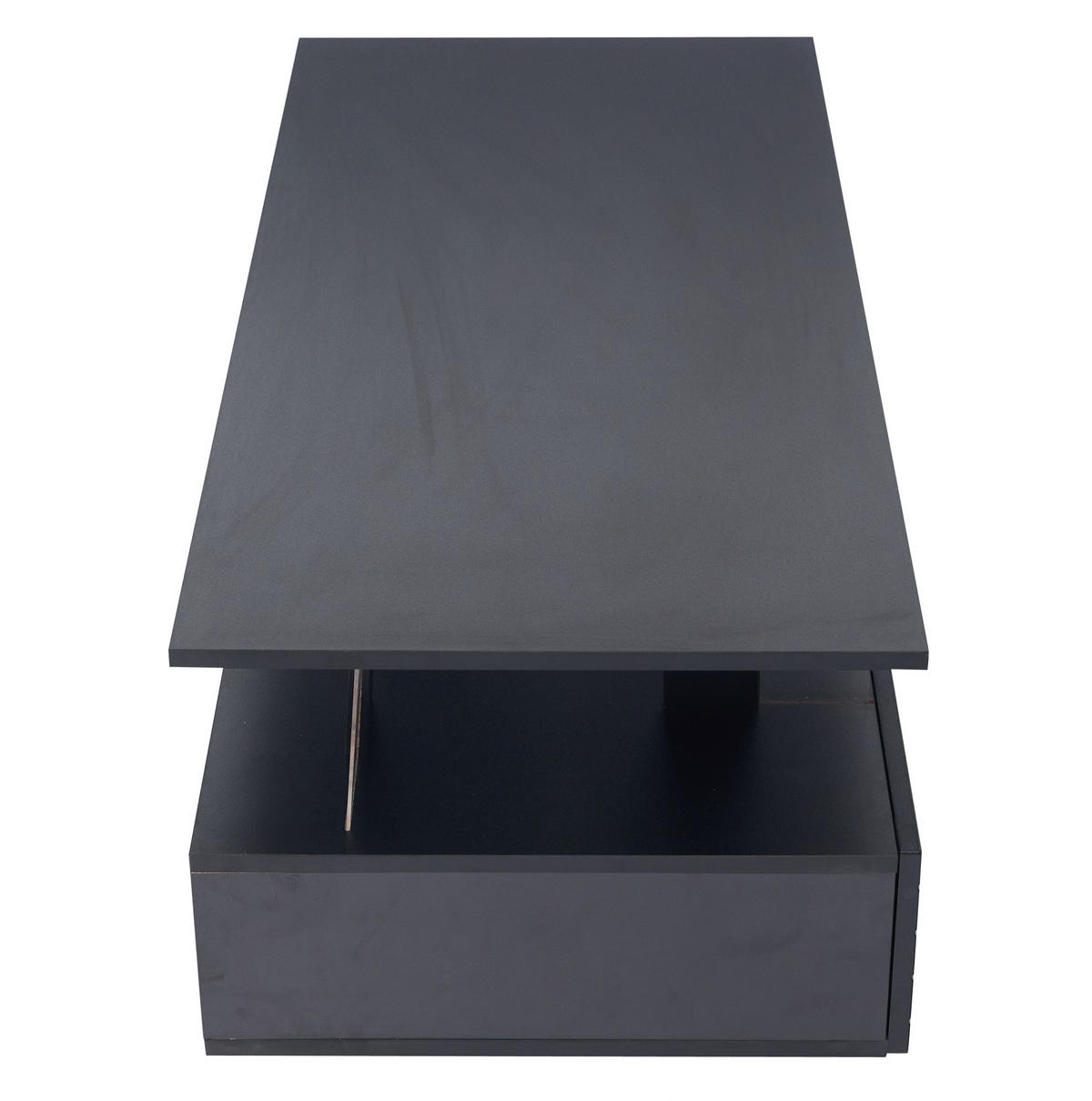 COUCHTISCH 100/50/42 cm schwarz mit LED-Beleuchtung App-Steuerung 2-Schubladen - Schwarz, Holzwerkstoff (100/50/42.5cm) - OKWISH