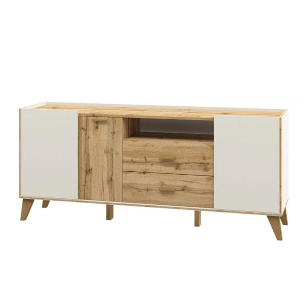 SIDEBOARD Skandi weiß / wotan eiche 174 / 40 / 74cm - Eichefarben/Weiß, Holz/Holzwerkstoff (174/74/40cm) - Feldmann-Wohnen