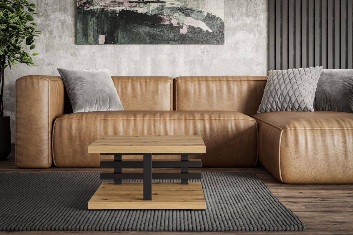 KAFFEETISCH 60x60x32 cm - Artisan Eiche Optik / Schwarz - YOTO - Buchefarben, Holzwerkstoff (60/60/32cm) - ALTDECOR