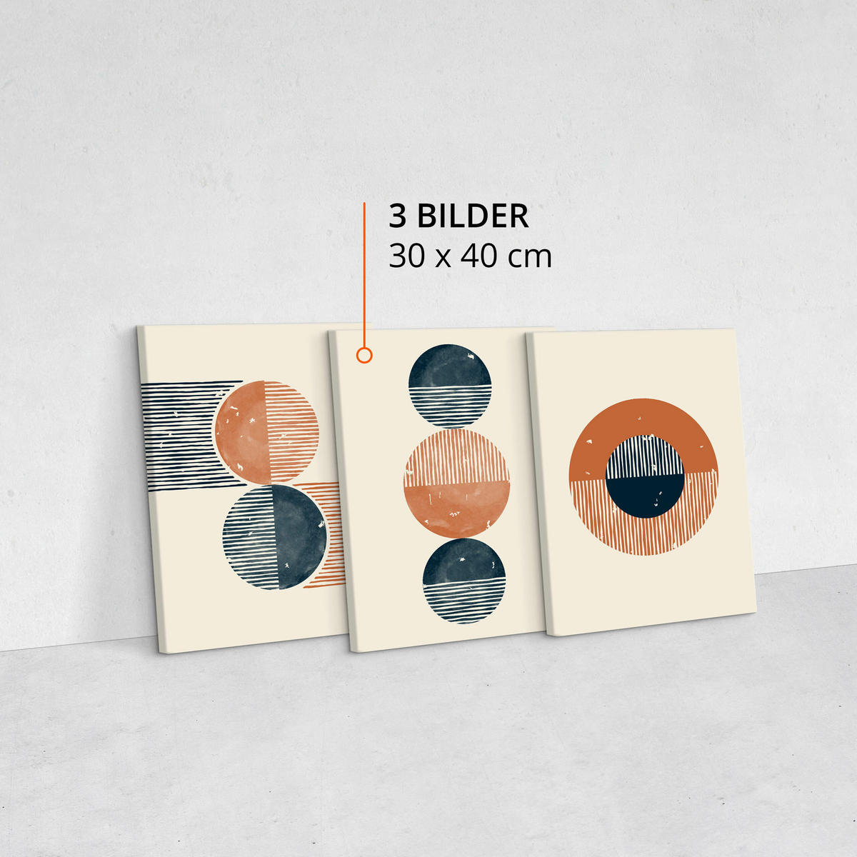 LEINWANDBILDER 3-er Set Abstraktion Boho - Türkis/Blau, Textil (90/40cm) - Muralo