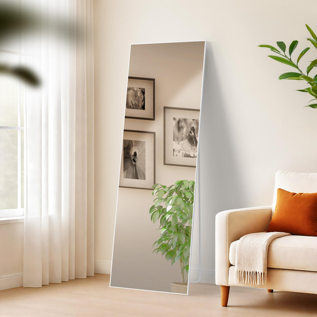 STANDSPIEGEL Krakow Glas Weiß matt Ganzkörperspiegel - Weiß, Glas (50/150/3cm) - DELUKE