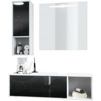 BADMÖBELSET La Costa Fronten in Schwarz Hochglanz - Schwarz Hochglanz, Holzwerkstoff (126.5/190/46cm) - Vladon