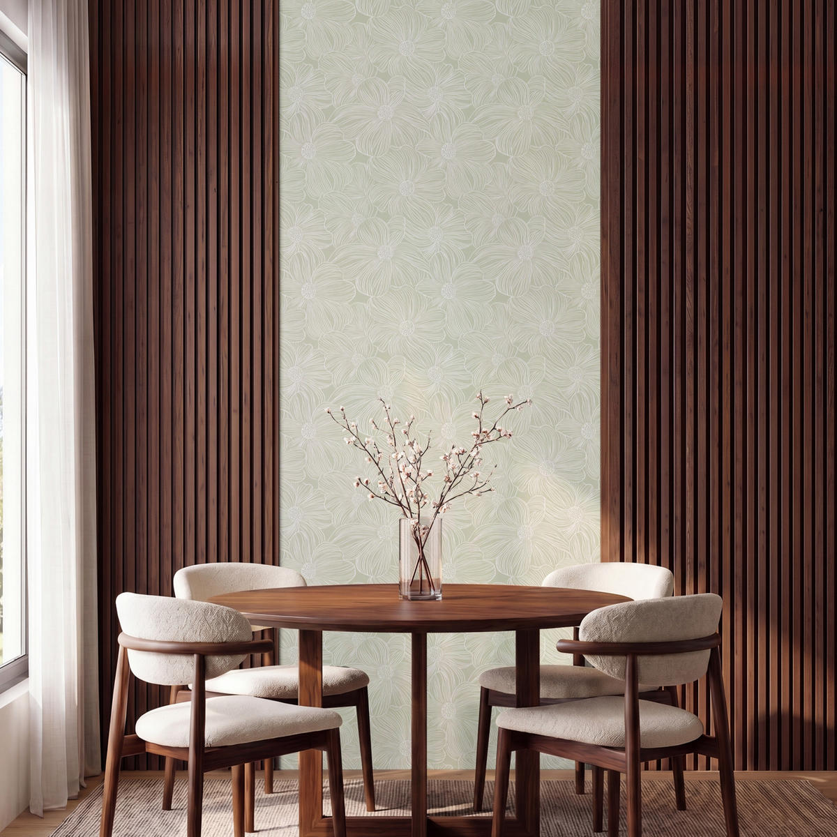 TAPETE - Gelassenheit - Blumen - Grün - 100x260 cm - Salbeigrün, Papier (100/260cm) - OnlyWow