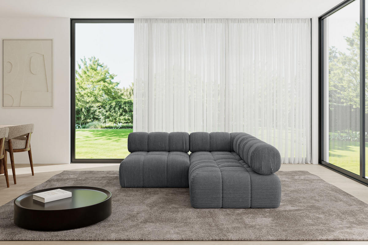 ECKSOFA modulares Sofa Samaro-L1 - 190x190x70 cm Dunkelgrau Cord - Dunkelgrau, Holzwerkstoff/Textil (190/190cm) - ALTDECOR