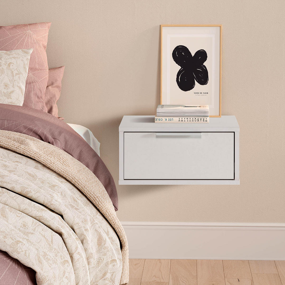 NACHTTISCH schwebende Auri Weiß - Weiß, Holzwerkstoff (40/19/35cm) - VS Venta-stock