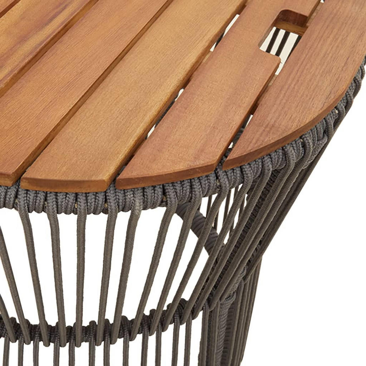 GARTEN-BEISTELLTISCHE 2er Set Mit Holzplatte Grau Poly Rattan - Grau, Kunststoff (50/50/45cm) - vidaXL