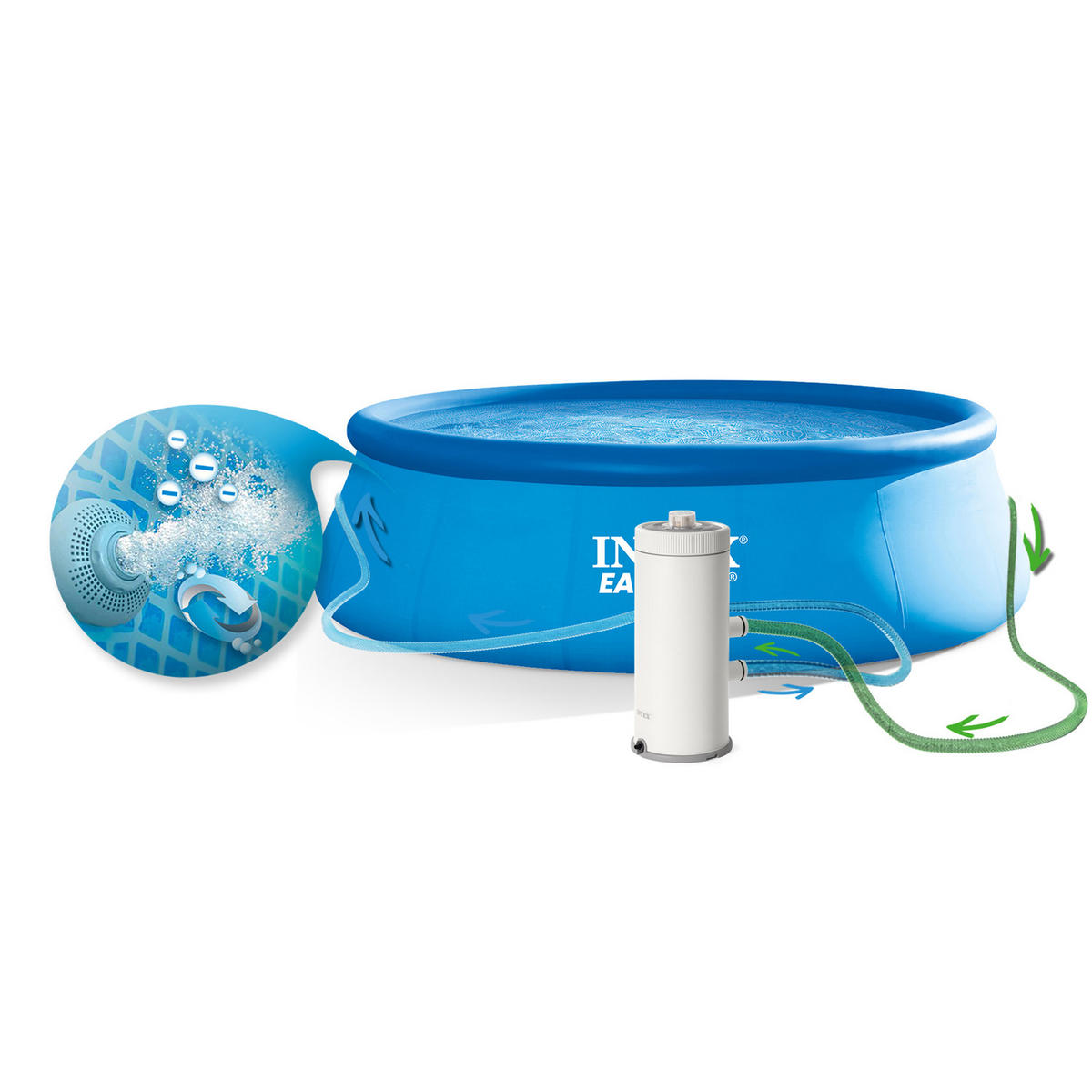 QUICK-UP POOL SET 457 x 122 cm, 12in1 - 26168 - Blau, Textil (457/122cm)