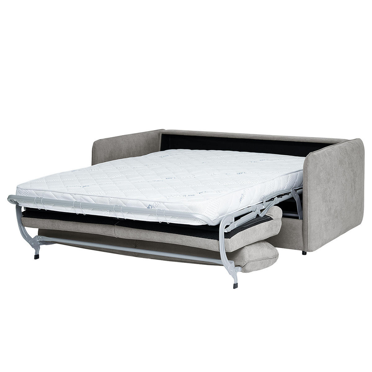 SCHLAFSOFA mit Matratze - Hellgrau/Schwarz, Kunststoff/Textil (194/86/104cm) - home24