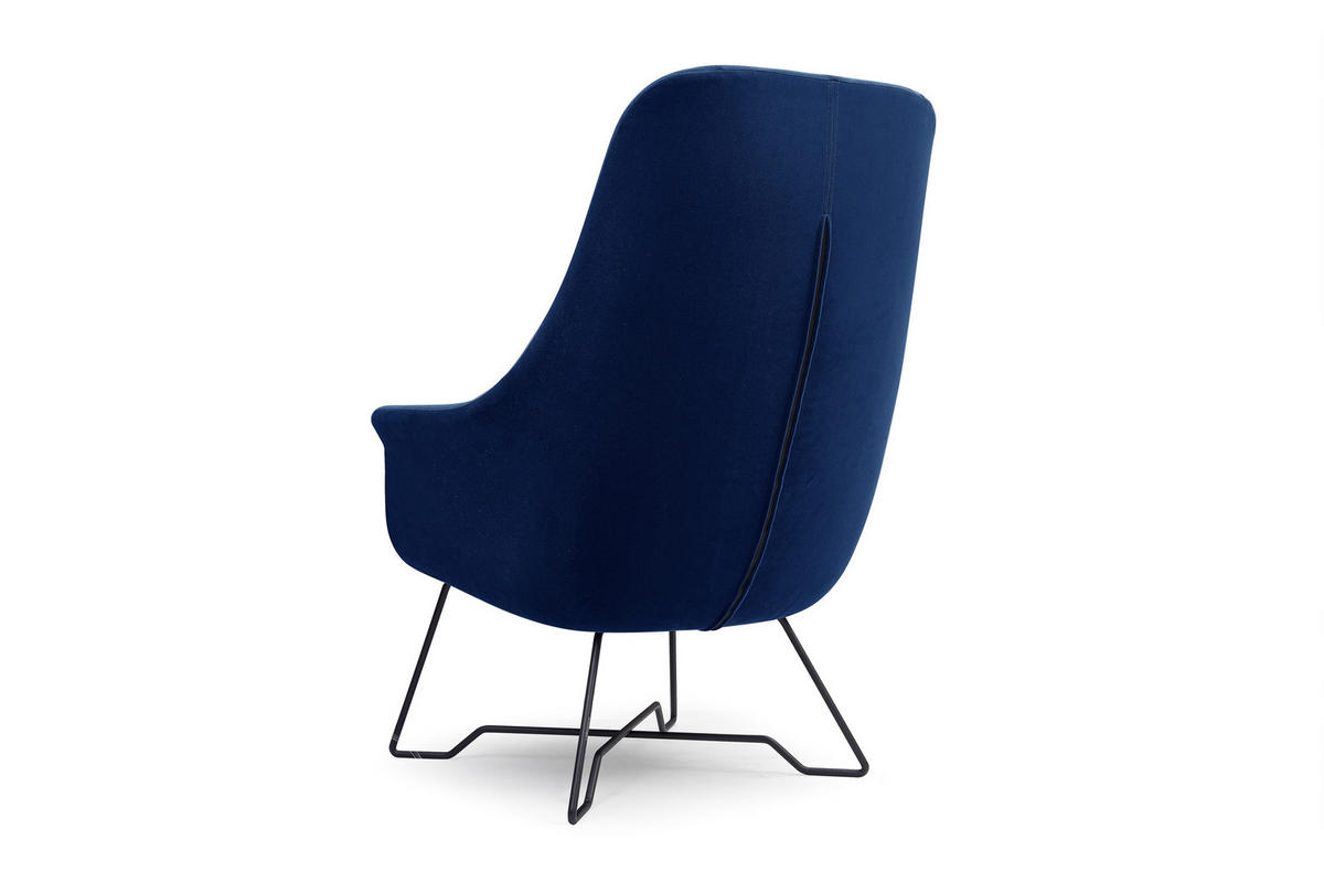 SESSEL SEDUTA, Modern Polstersessel Loungesessel, Velours-Stoff Blau - Blau, Holz/Metall (72.5/101.5/83cm) - MASSENO