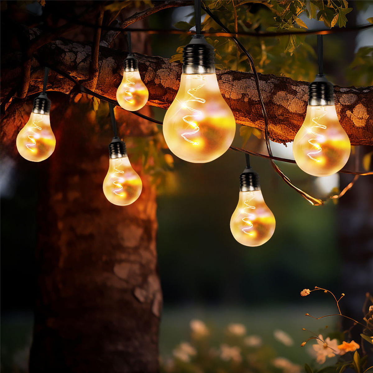 LED AUSSENLEUCHTE Solar Lichterkette Silber - Silberfarben, Kunststoff (380/5.8/10cm) - Globo Lighting