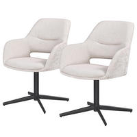 DREHBARER ARMLEHNENSTUHL - 2er-Set - Webstoff / Stahl - Creme/Schwarz, Textil/Metall (60/85/63cm) - home24