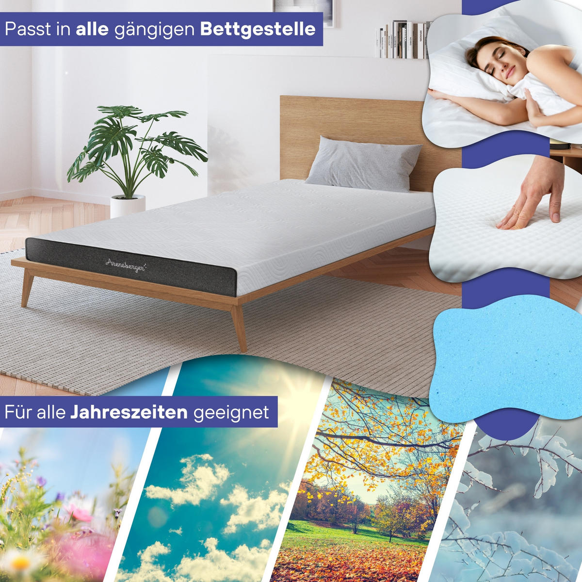 GEL-MATRATZE ANNA, Höhe 13cm, 120x200cm - Weiß, Textil (120/200cm) - Arensberger