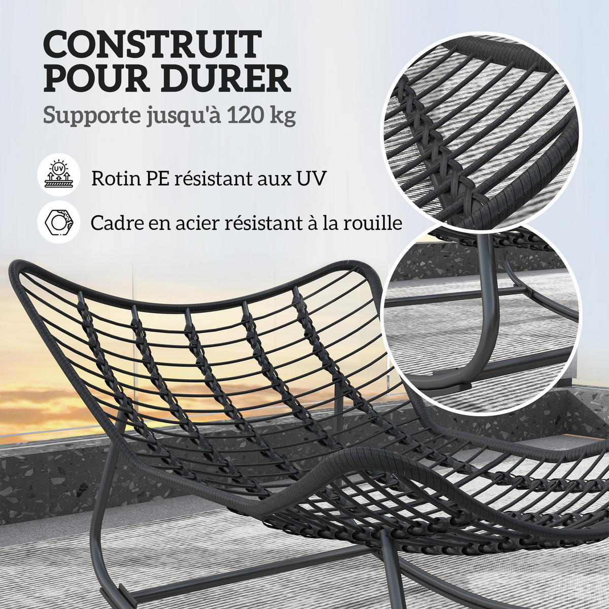 SCHAUKELLSTUHL DE-13622 eiförmig mit Polster Grau - Grau, Metall (98/74/111cm) - ComfortXL