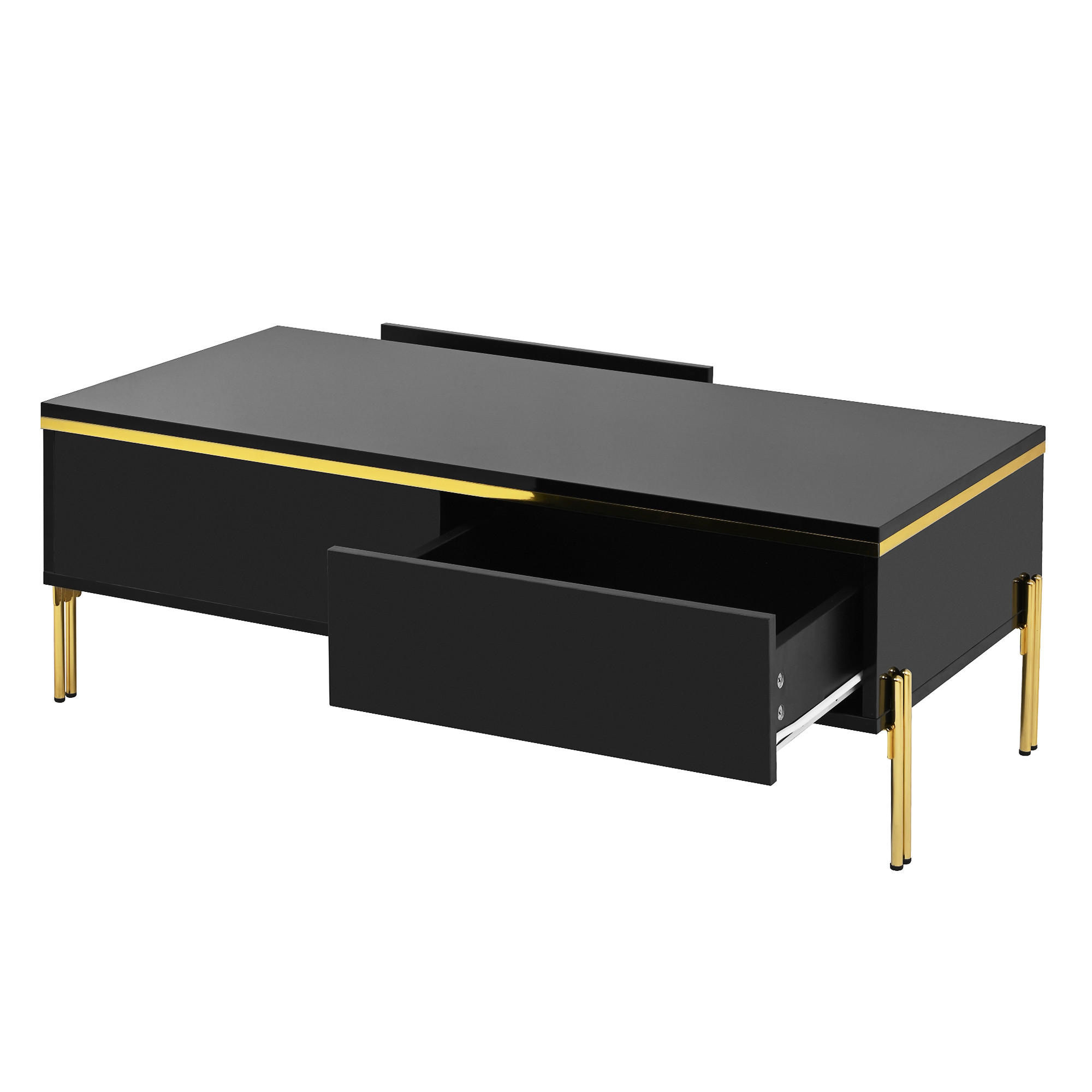 TV-SCHRANK Gold - Schwarz, Holzwerkstoff (50/36/100cm) - Raumix