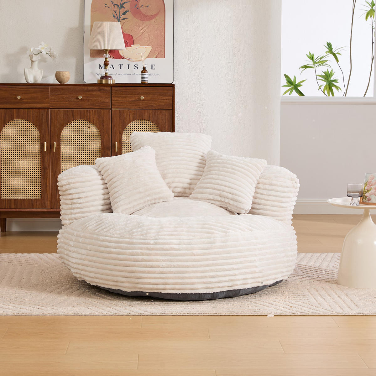 SITZSACK Cord,Sofa mit 3 extra Kopfkissen,Beige - Beige, Textil (108/52/108cm) - LVHOM